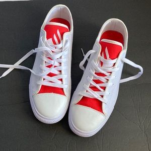Santander Woman Logo Print Red/White Tennis Sneakers Size 10